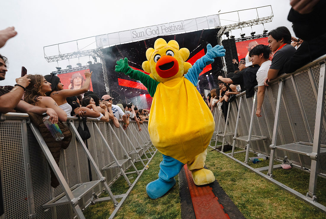 The Sungod mascot at the Sungod Fest