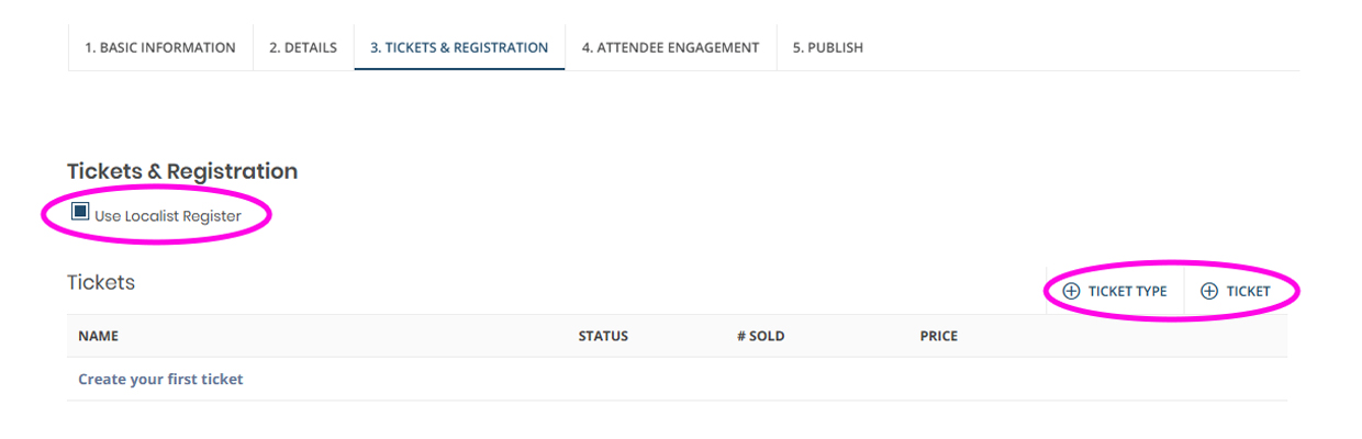 Screenshot showing “Use Localist Register” is checked