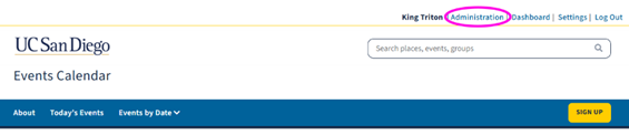 Screenshot showing location of 'administration' link
