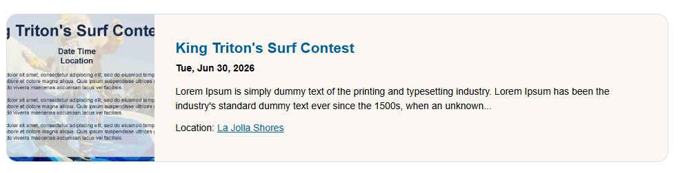 Lots of text over an image for a widget event listing